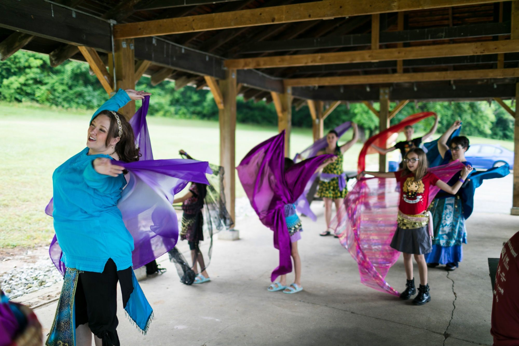 Children and adults taking part in a PaoliFest movement workshop